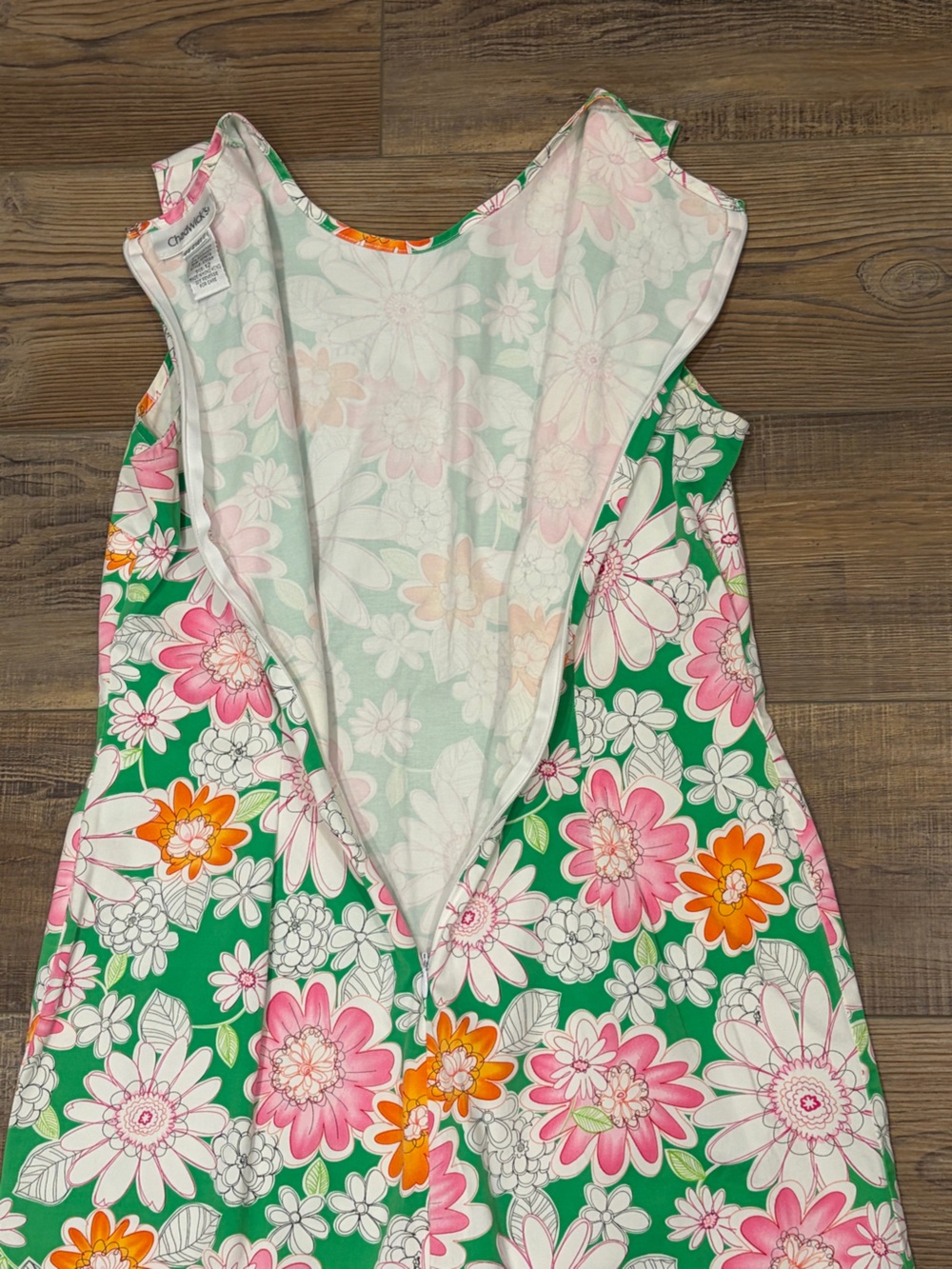 Chadwicks Green Floral A-Line Midi Dress with Pink & Orange Blooms - Picture 12 of 12